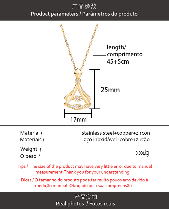 24K Gold plated fan necklace