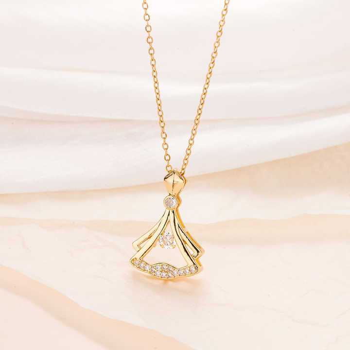 24K Gold plated fan necklace
