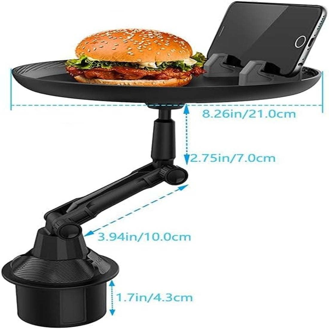 Car Cup Holder Food Tray – 3-in-1 Swivel Drink, Snack & Phone Organizer